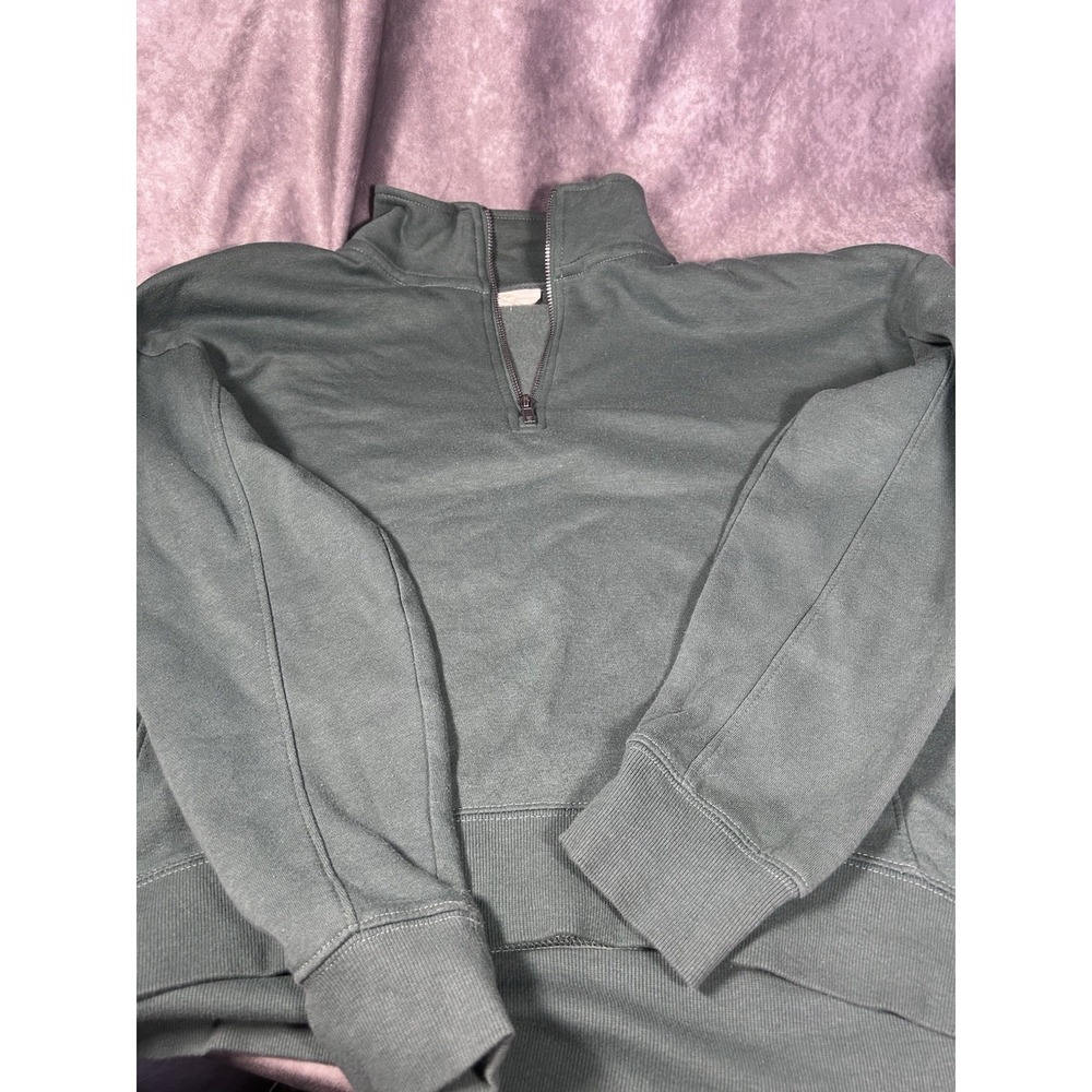 Hippie Rose Quarter Zip Cropped Sweatshirt Women's Large Gray Pullover Cozy
